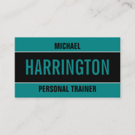 Cartão De Visita Teal Moderno Simples e Negra Treinador Pessoal