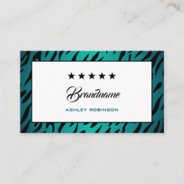 Cartão De Visita Teal Ombre Zebra Frame Moda Elegante Trendê Moda