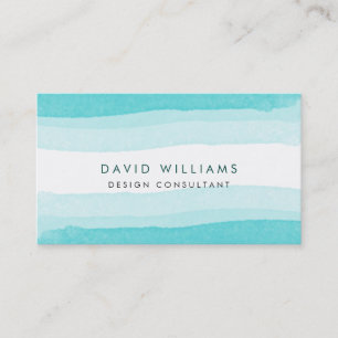 Cartão De Visita Teal Watercolor Splatter Modern Cute Artist Beach