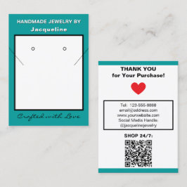Cartão De Visita Teal White Necklace Earrings Website QR Code