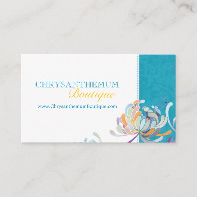 Cartão De Visita Teal White Wedding Fashion Boutique (Frente)