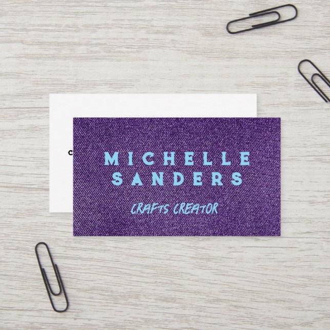 Cartão De Visita Tecido de Denim Roxo | Costureira Alfaiate (Frente/Verso In Situ)