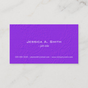 Cartão De Visita Tecido floral roxo elegante bordado textura
