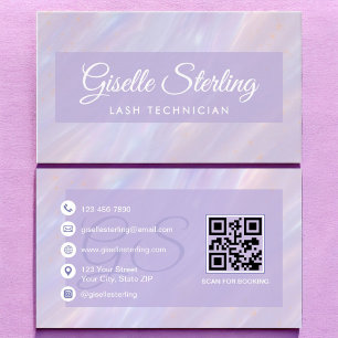 Cartão De Visita Tecido Lash Iridescente Pastel Opal Holográfico