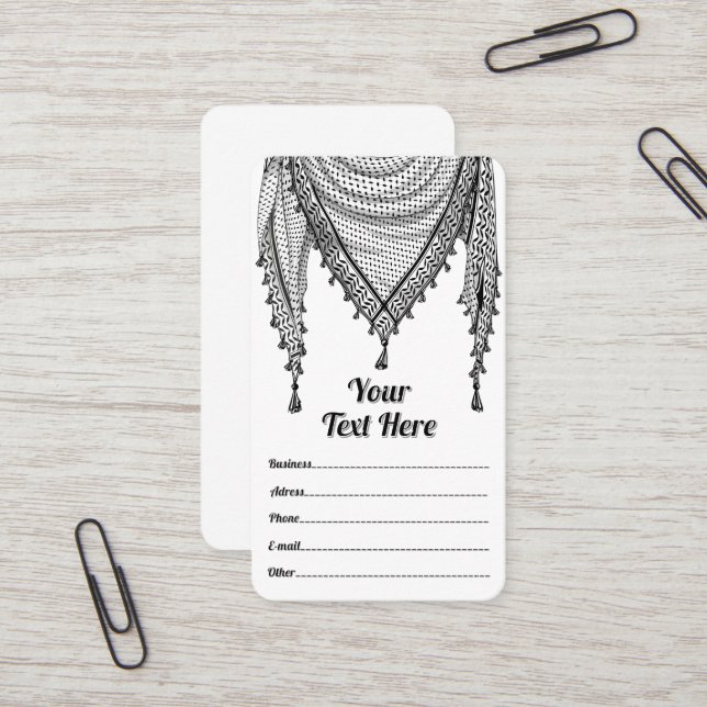 Cartão De Visita Tecido Tradicional do Keffiyeh Scarf Palestino (Frente/Verso In Situ)