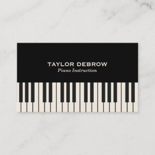 Cartão De Visita Teclado de Piano Preto & Branco Moderno Sofisticad