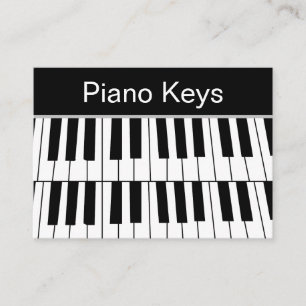 Cartão De Visita Teclas de Piano Preto e Branco Pianista Músico