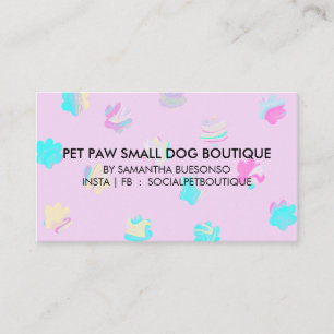 Cartão De Visita Técnica de aquarela Patas roxas gatos cães banho e