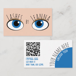 Cartão De Visita Técnica de cílios com olhos e pestanas minimalista