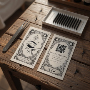 Cartão De Visita Técnica de Cílios Místicos Vintage Artista de Cíli