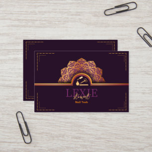 Cartão De Visita Técnica de Unhas Elegante e Sofisticada Código QR