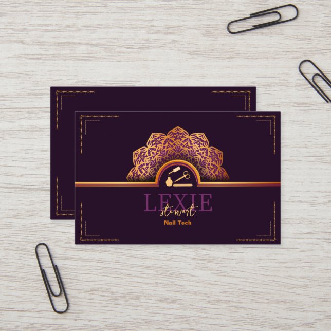 Cartão De Visita Técnica de Unhas Elegante e Sofisticada Código QR (Frente/Verso In Situ)