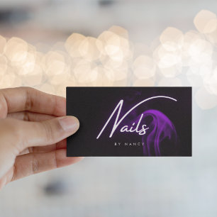 Cartão De Visita Técnica de Unhas Neon Fumaça Roxa