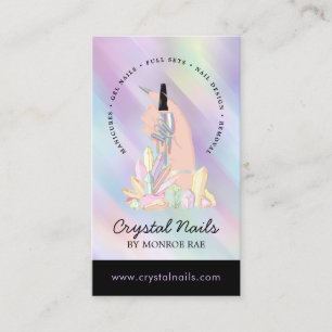Cartão De Visita Técnica Iridescente Crystal Nail Beauty Salon Bu