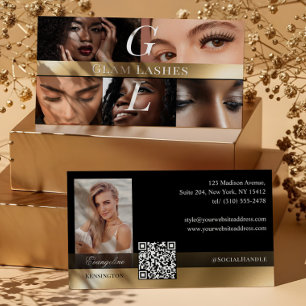 Cartão De Visita Técnico de Alongamento de Cílios Luxe Monograma Pr
