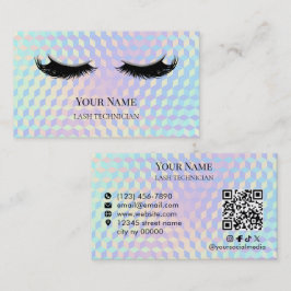 Cartão De Visita Técnico de Cílios com Código QR Holográfico