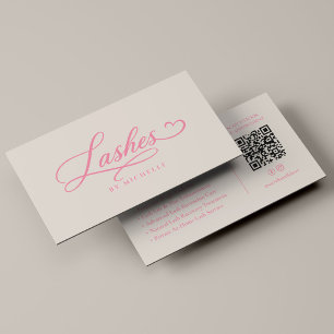 Cartão De Visita Técnico de Cílios Elegant Lashes Script Pink Sand