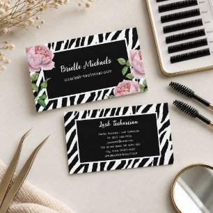 Cartão De Visita Técnico de Cílios Glam Zebra Rose