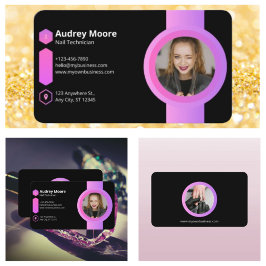 Cartão De Visita Técnico de pregas rosa e preta