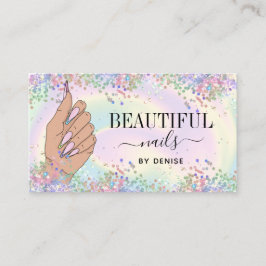 Cartão De Visita técnico de unhas de holografia para mulheres salõe