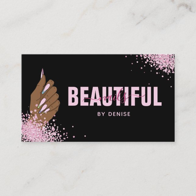 Cartão De Visita técnico de unhas de holografia para mulheres salõe (Frente)