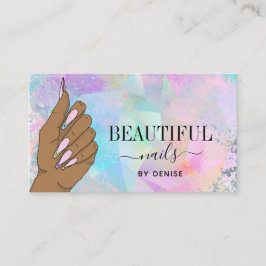 Cartão De Visita técnico de unhas de holografia para mulheres salõe