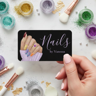 Cartão De Visita Técnico de Unhas de Luxo Marca de Manicurista Chic