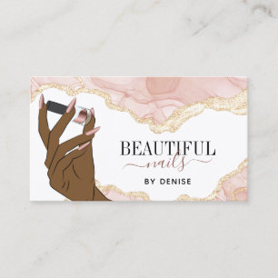 Cartão De Visita  técnico de unhas de mão de uma mulher cor-de-rosa