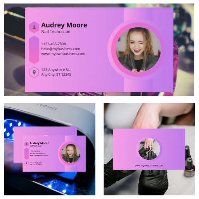 Cartão De Visita Técnico de Unhas de Salão (Nail Technician Business Card
)