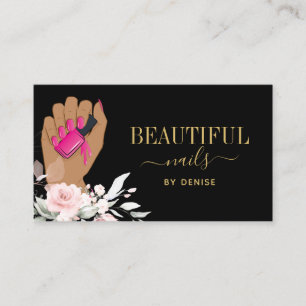 Cartão De Visita técnico de unhas de salão de unhas que reluz com m