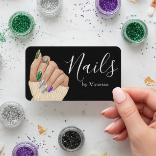 Cartão De Visita Técnico de Unhas Design Moderno para Manicures