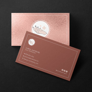 Cartão De Visita Técnico de Unhas Minimalista em Rose Gold Manicure
