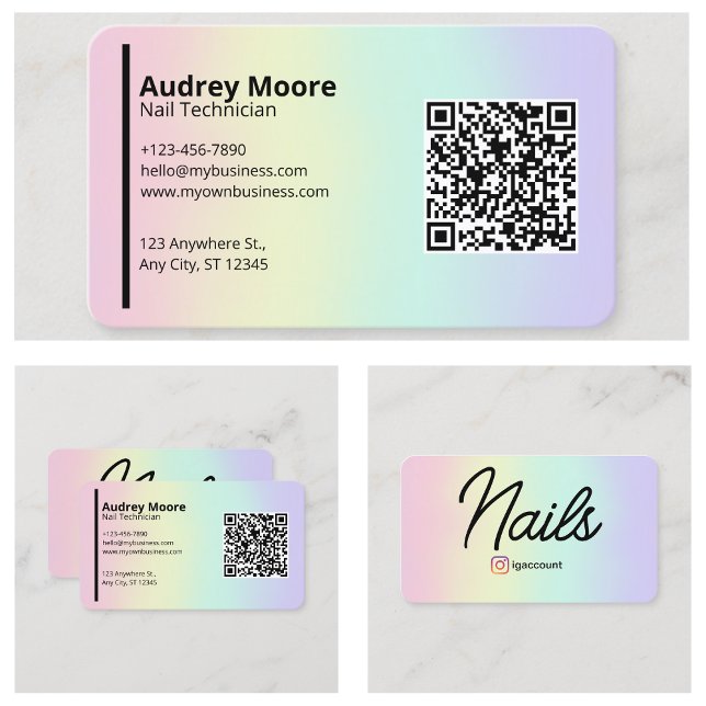 Cartão De Visita Técnico de Unhas Profissional (Professional Nail Technician Business Card
)
