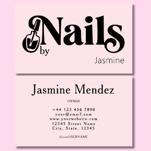 Cartão De Visita Técnico de Unhas Rosa Bege Profissional Manicure S