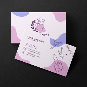 Cartão De Visita Técnico de Unhas Rosa e Roxo Elegante Manicure