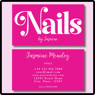Cartão De Visita Técnico de Unhas Rosa Quente Salão de Manicure Pro