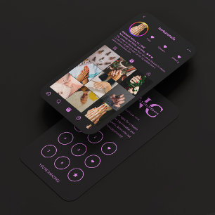Cartão De Visita Técnico de Unhas Roxo Preto Instagram Fidelidade