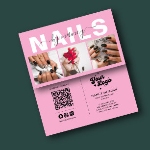 Cartão De Visita Técnico de Unhas Tipografia Foto Código Qr Logo