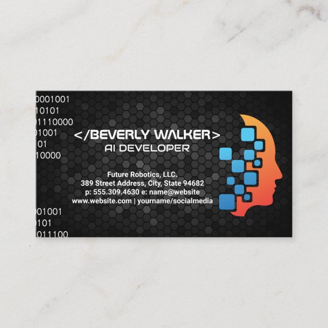 Cartão De Visita Tecnologia humana robótica | Inteligência artifici (Frente)