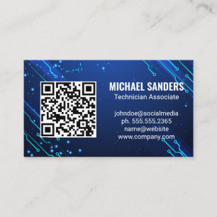 Cartão De Visita Tecnologia moderna   Nós de computador azuis