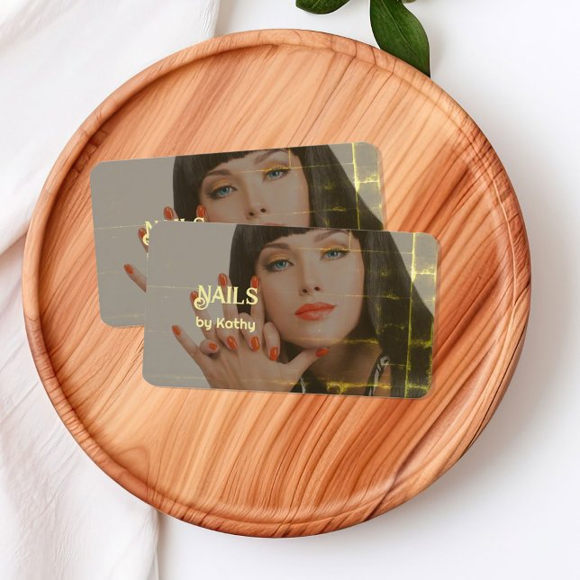 Cartão De Visita Tecnologia Nail de Fundo de Fotografias Personaliz (Nails Technician Manicurist Visiting Cards)