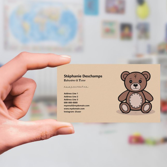 Cartão De Visita Teddy Bear - Babysitter (Teddy Bear - Babysitter Business Card)