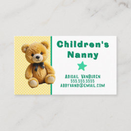Cartão De Visita Teddy Bear em Bolinhas Babá Babysitter Daycare