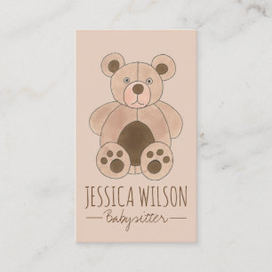 Cartão De Visita Teddy Bear Enchido Animal Babysitter Nanny Daycare