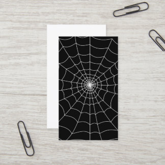 Cartão De Visita teia de aranha de Halloween preta e branca padrão