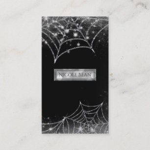 Cartão De Visita Teias de Aranha Brilhantes Dark Glam Halloween Gót