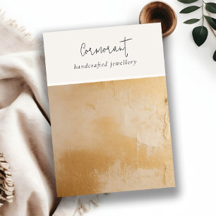 Cartão De Visita Tela Beige Dourada de Textura de Pintura de Óleo V