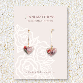 Cartão De Visita Tela Chic Beige Rose Bouquet Floral Earring