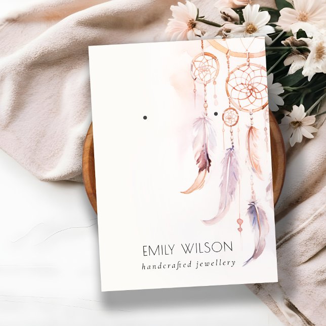 Cartão De Visita Tela Chic Boho Dreamcatcher Watercolor (Criador carregado)