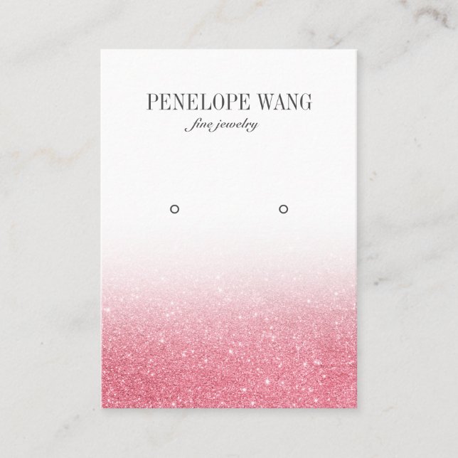 Cartão De Visita Tela Chic Glitter Pink Ombre Jewelry Earring (Frente)